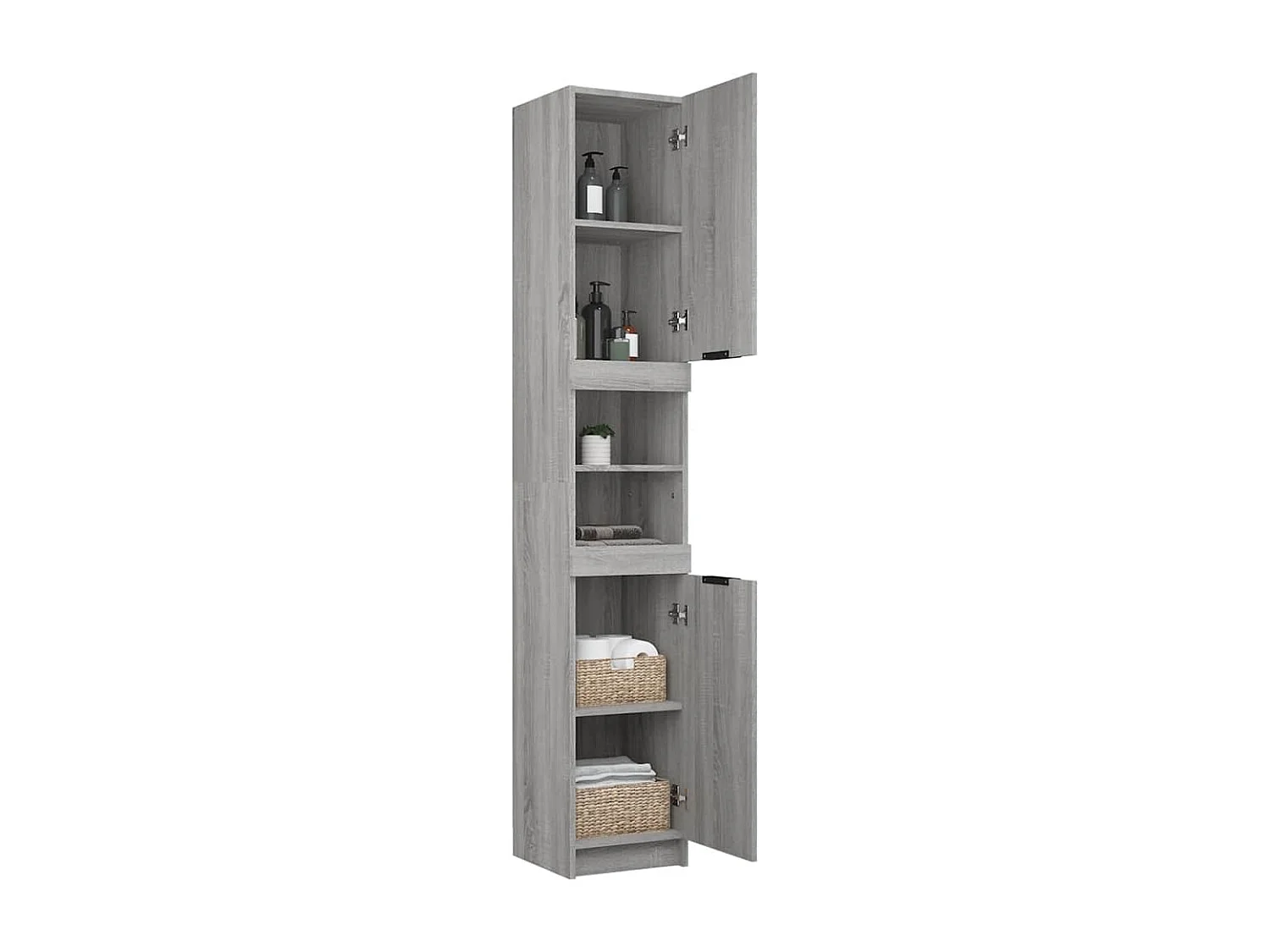 Badschrank Grau Sonoma 32x34x188,5 cm Holzwerkstoff