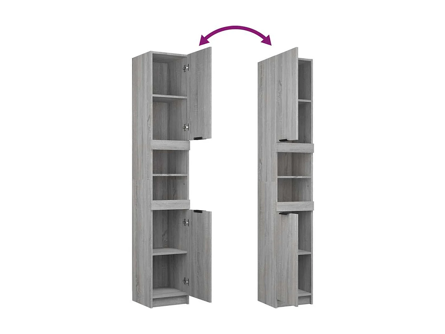 Badschrank Grau Sonoma 32x34x188,5 cm Holzwerkstoff
