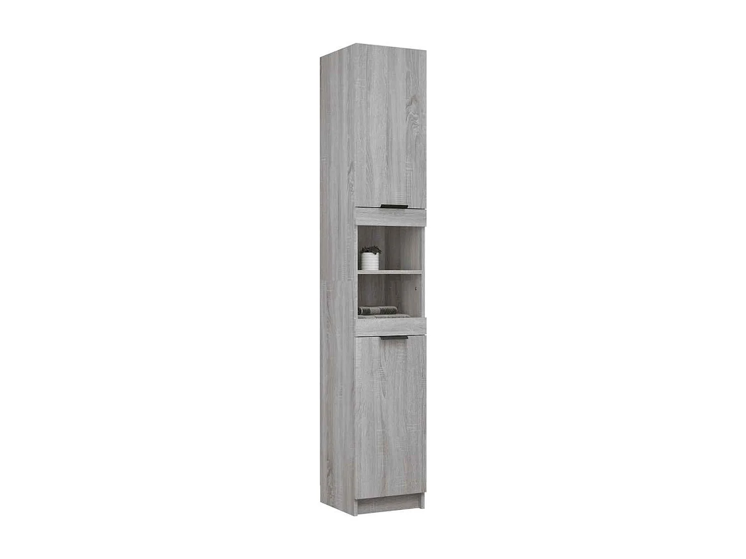 Badschrank Grau Sonoma 32x34x188,5 cm Holzwerkstoff