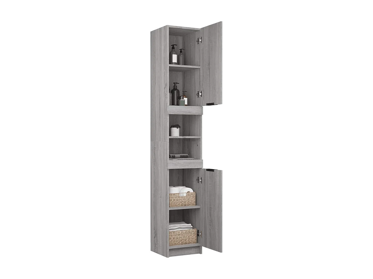 Badschrank Grau Sonoma 32x34x188,5 cm Holzwerkstoff