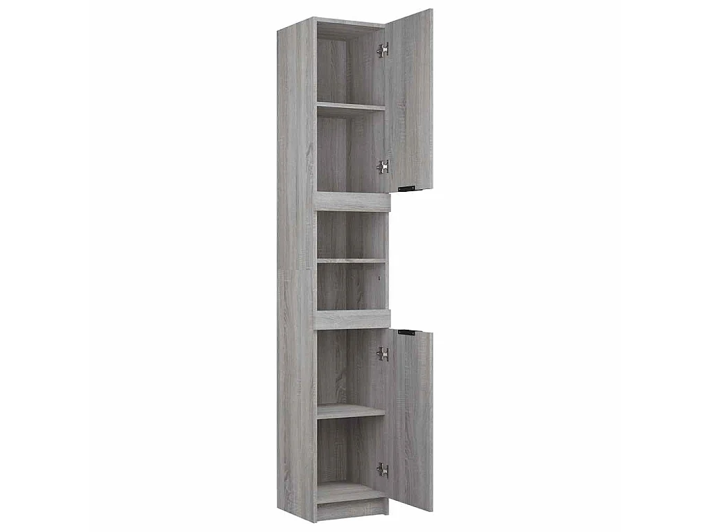 Badkamerkast 32x34x188,5 cm bewerkt hout grijs sonoma eiken