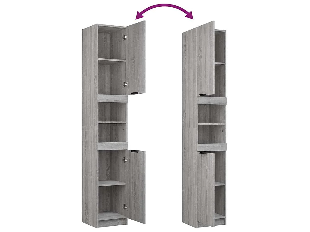 Badkamerkast 32x34x188,5 cm bewerkt hout grijs sonoma eiken