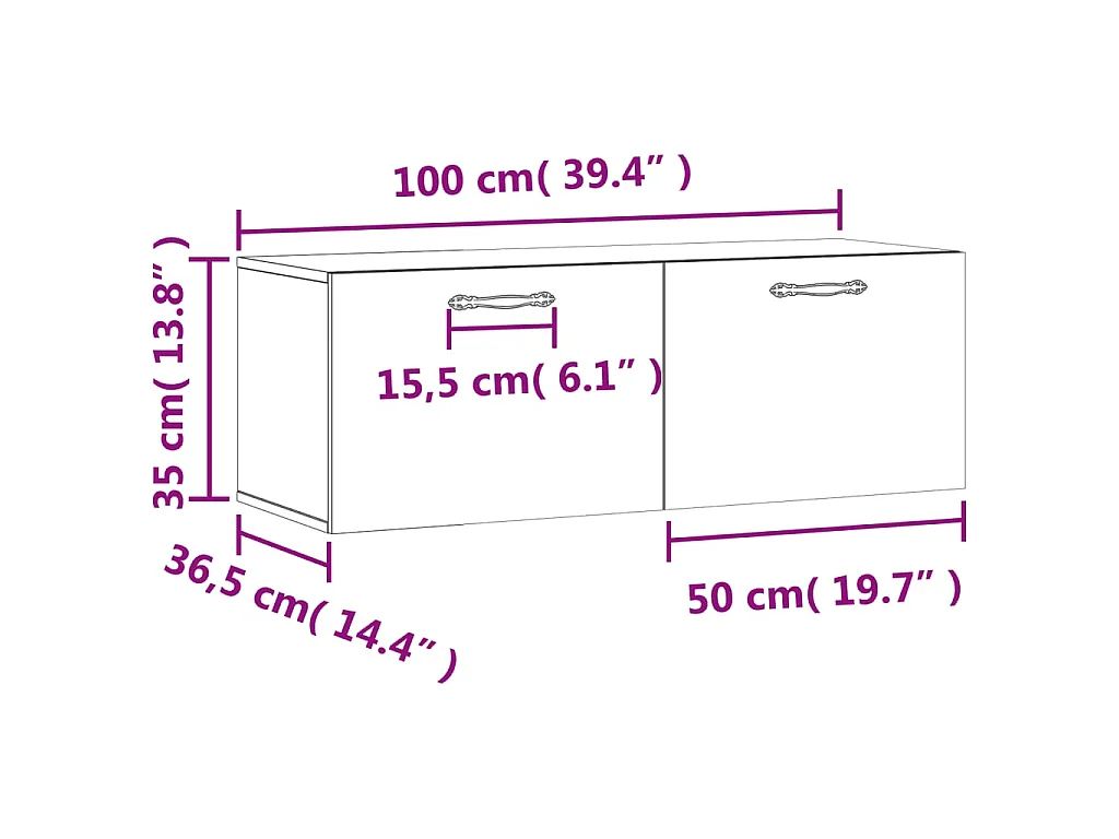 Armoire murale Chêne fumé 100x36,5x35 cm Bois d'ingénierie