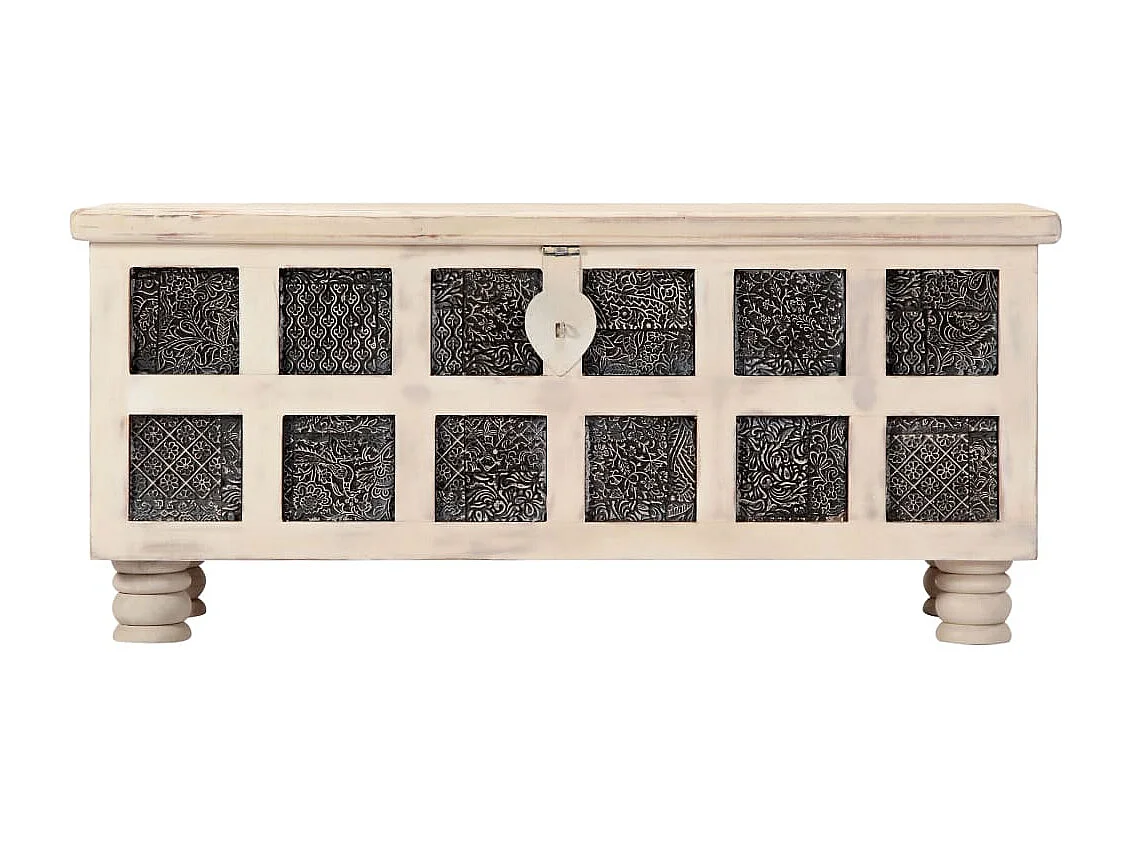 Aufbewahrungstruhe Weiß 110 x 40 x 45 cm Massivholz Akazie