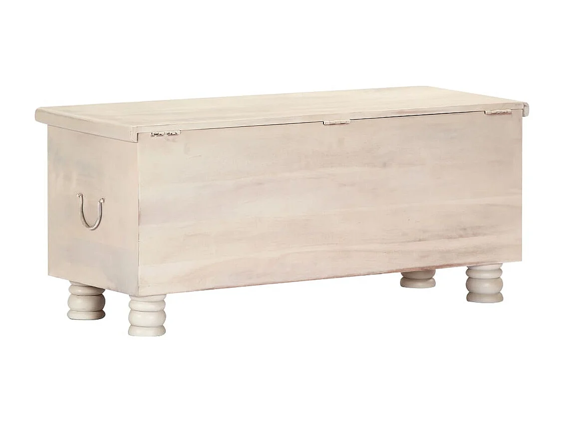 Aufbewahrungstruhe Weiß 110 x 40 x 45 cm Massivholz Akazie