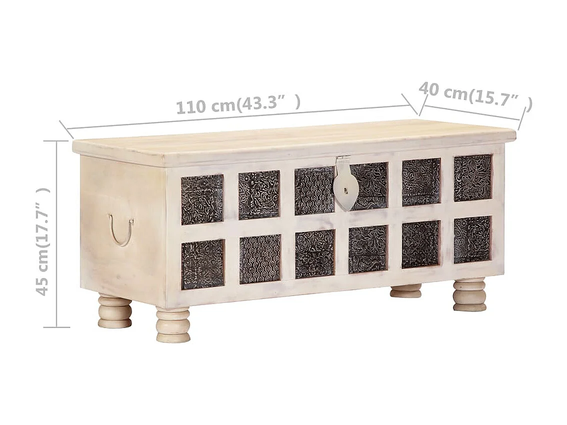 Aufbewahrungstruhe Weiß 110 x 40 x 45 cm Massivholz Akazie