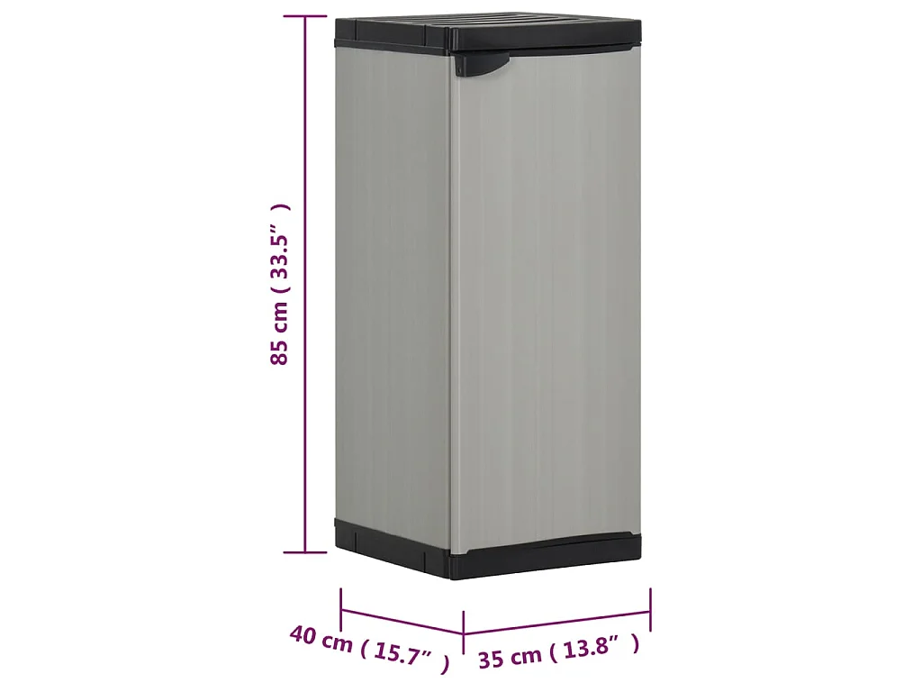 Tuinkast met 1 schap 35x40x85 cm grijs en zwart