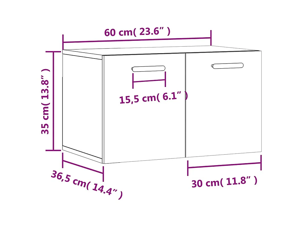 Armoire murale Blanc 60x36,5x35 cm Bois d'ingénierie
