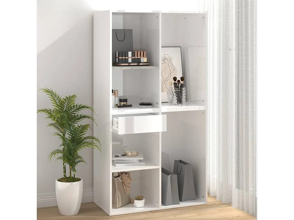 Armadietto per Cosmetici Bianco Lucido 80x40x75 cm in Legno