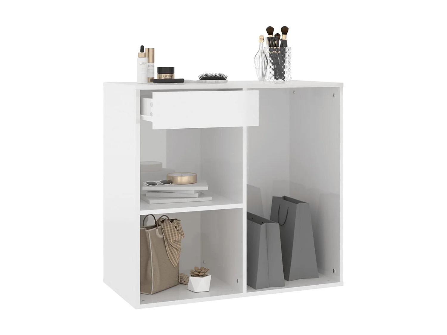 Armoire cosmétique Blanc brillant 80x40x75 cm Bois d'ingénierie