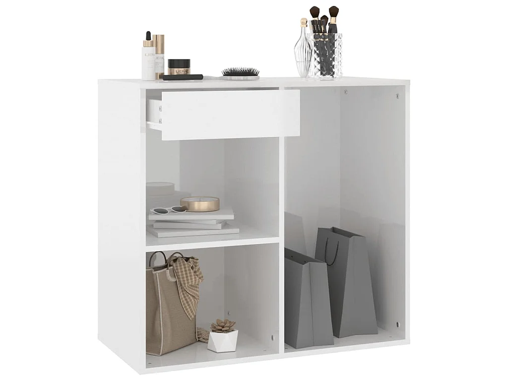 Armoire cosmétique Blanc brillant 80x40x75 cm Bois d'ingénierie