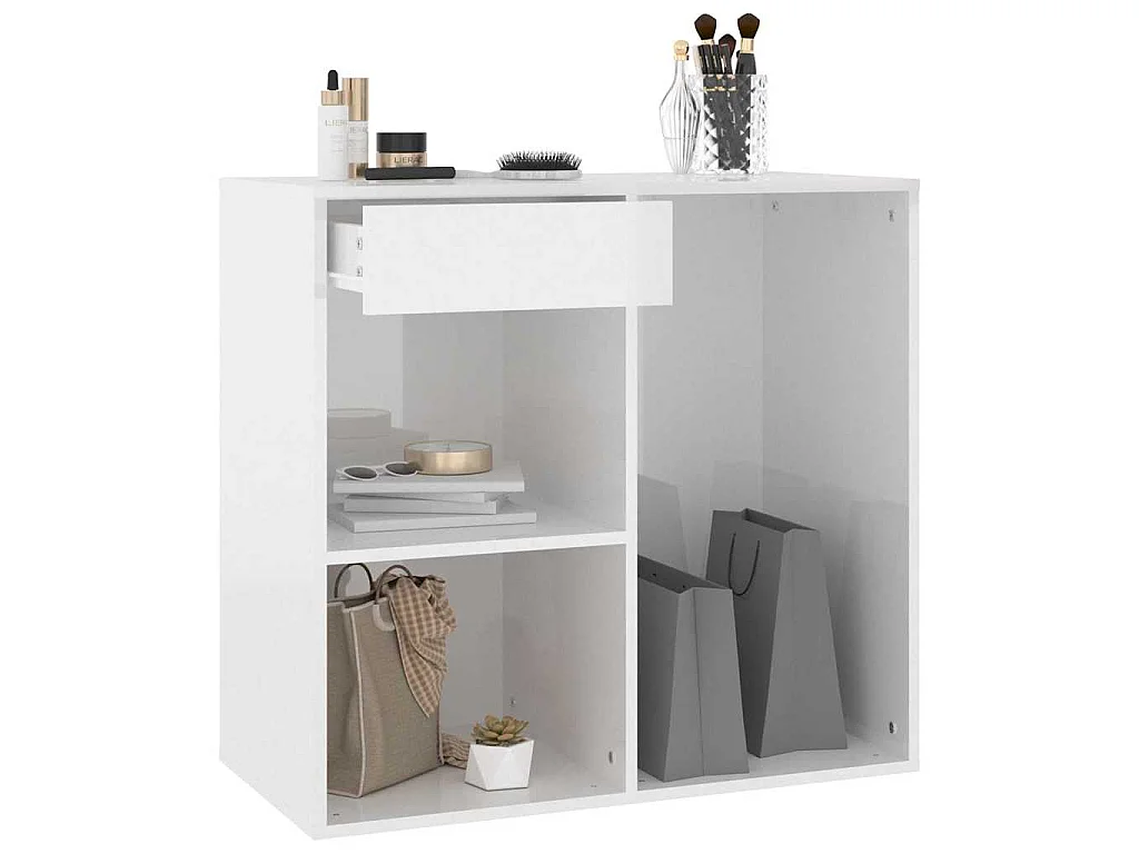Armoire cosmétique Blanc brillant 80x40x75 cm Bois d'ingénierie