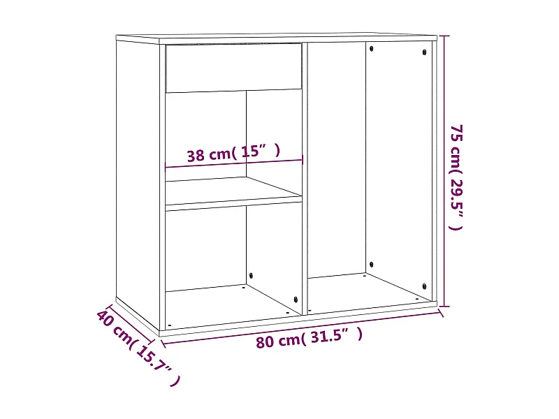 Cosmeticakast 80x40x75 cm bewerkt hout hoogglans wit
