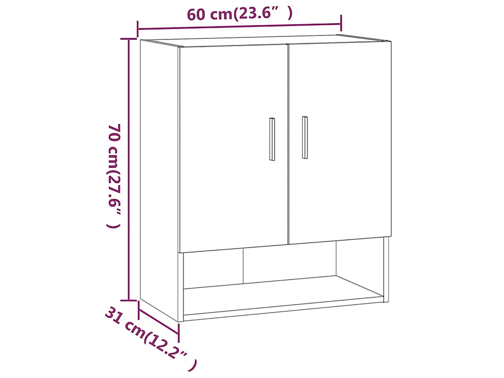 Armoire murale Gris béton 60x31x70 cm Bois d'ingénierie