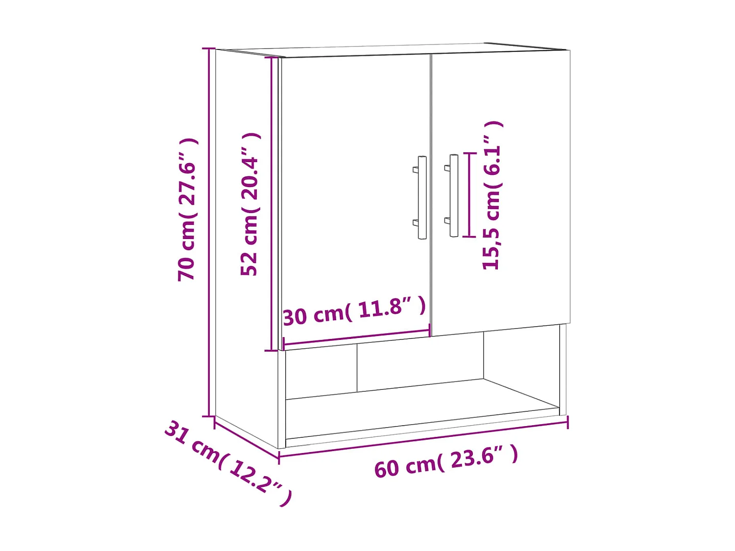 Wandschrank Betongrau 60x31x70 cm Holzwerkstoff