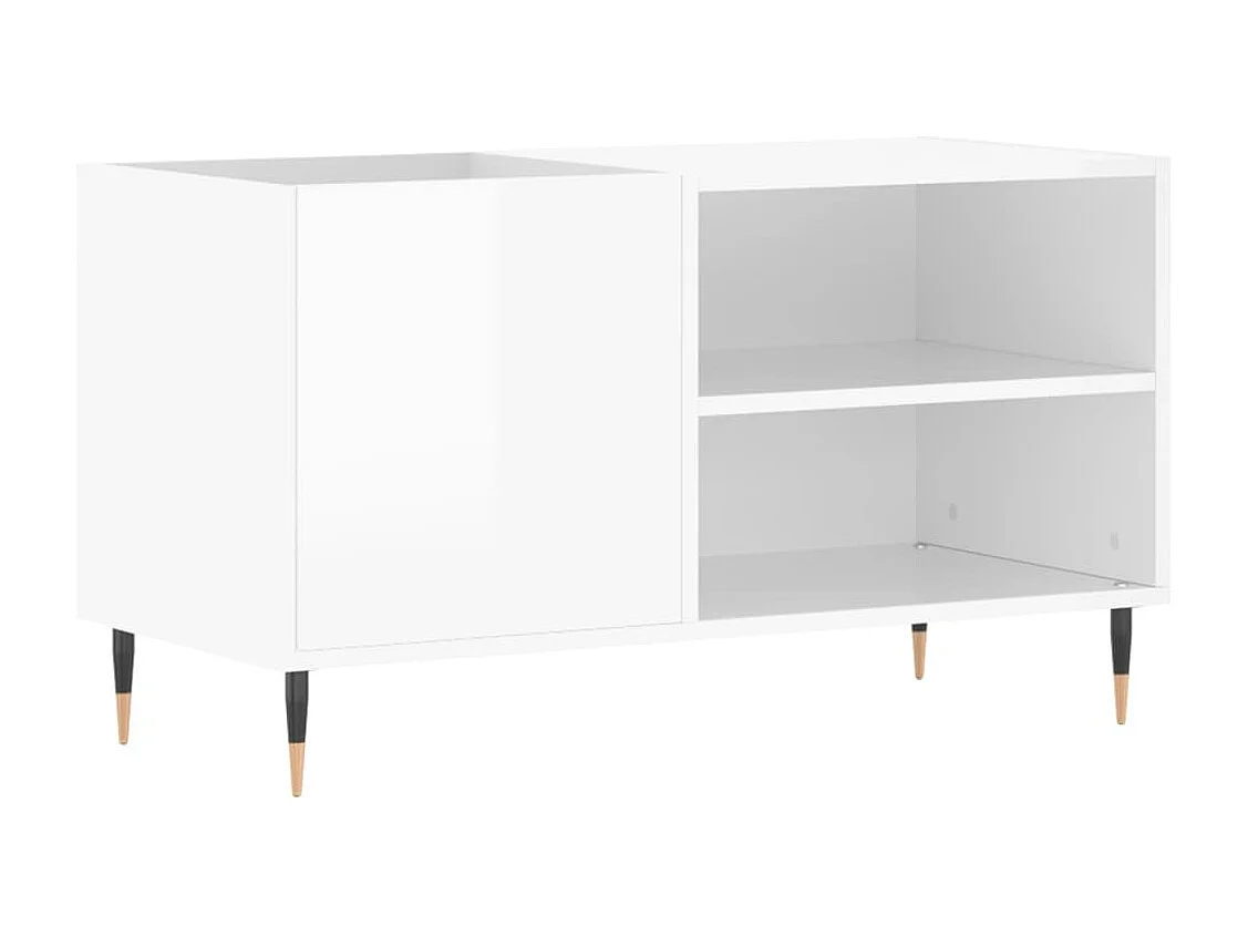 Platenkast 85x38x48 cm bewerkt hout hoogglans wit