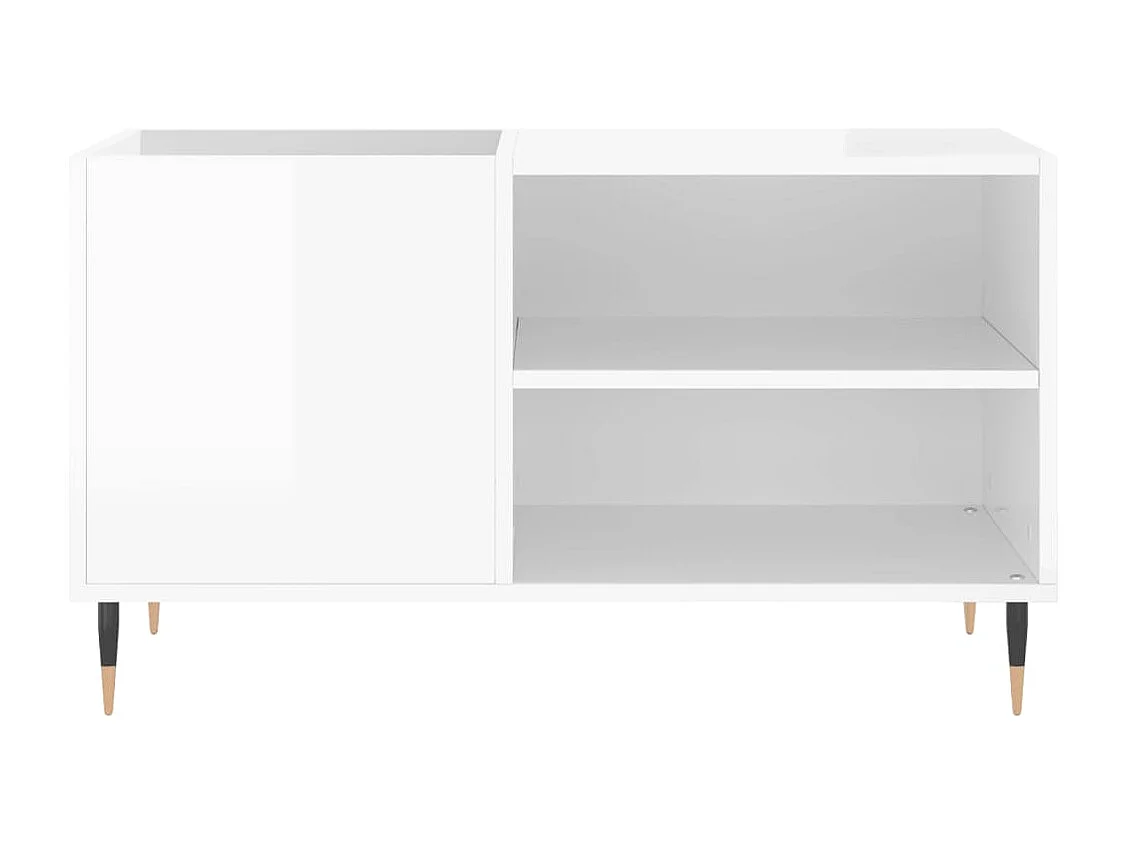 Platenkast 85x38x48 cm bewerkt hout hoogglans wit