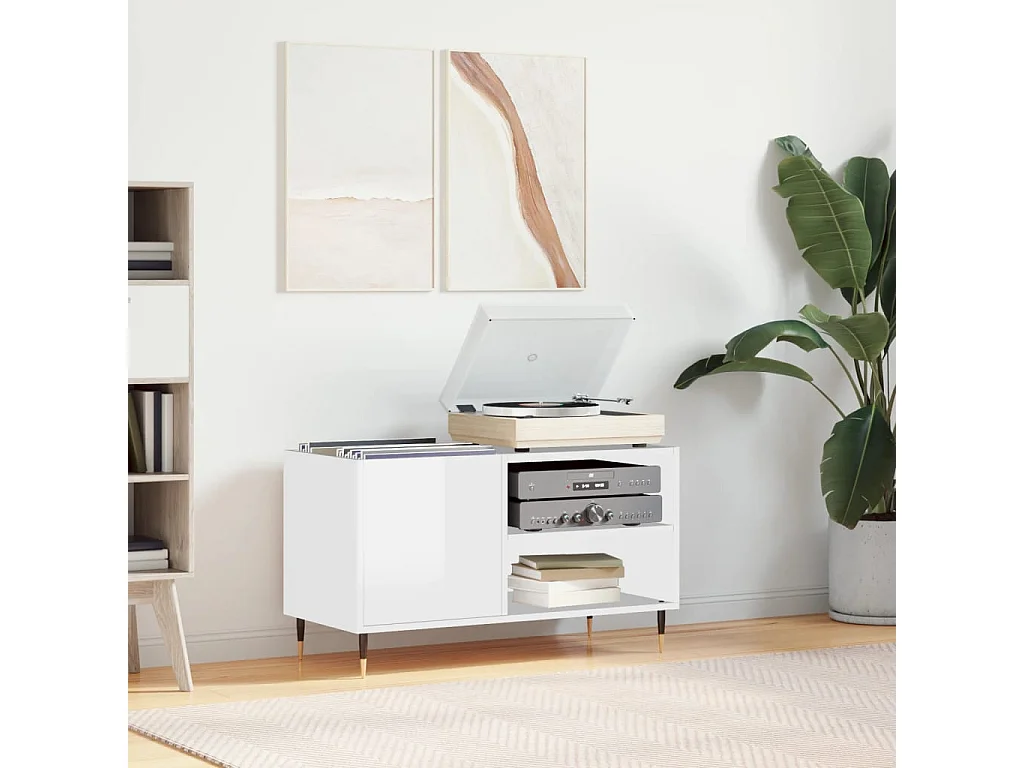 Armoire à disques blanc brillant 85x38x48 cm bois d'ingénierie