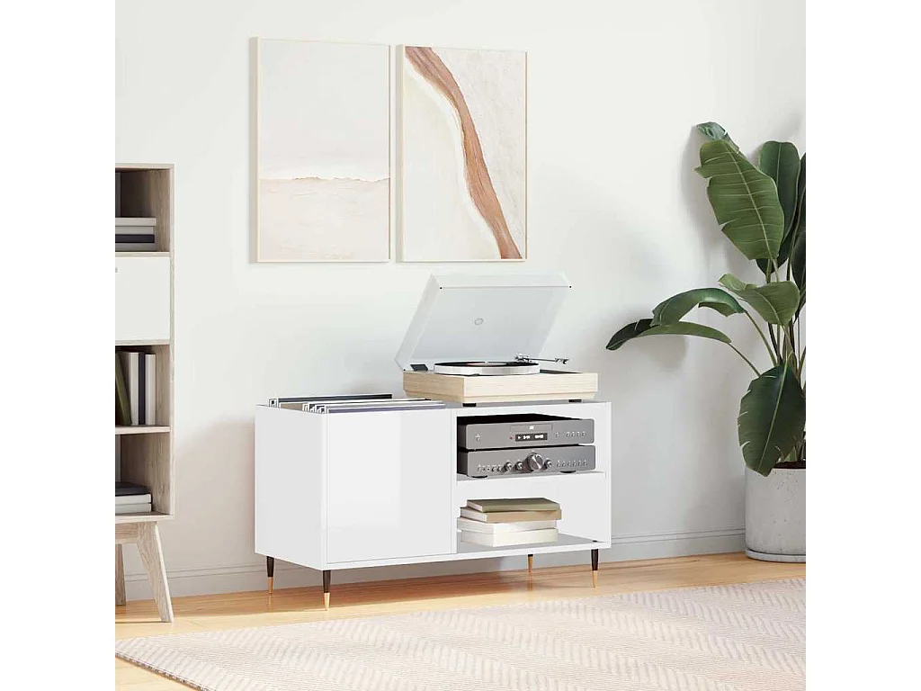 Armoire à disques blanc brillant 85x38x48 cm bois d'ingénierie