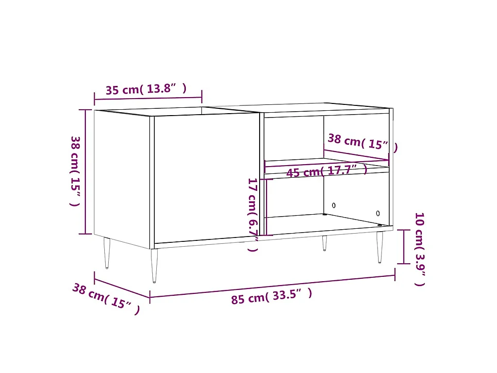 Plattenschrank Hochglanz-Weiß 85x38x48 cm Holzwerkstoff