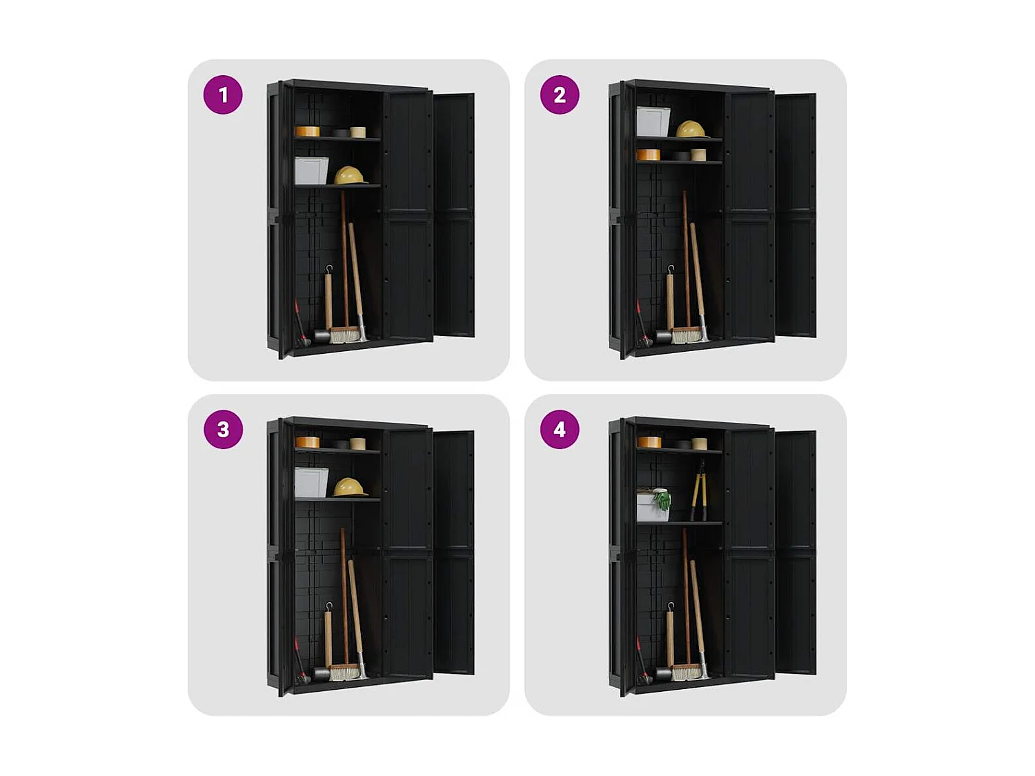 Armoire de rangement d'extérieur noir 97x37x165 cm PP