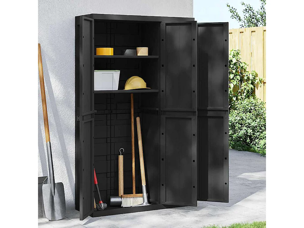 Gartenschrank Schwarz 97x37x165 cm PP