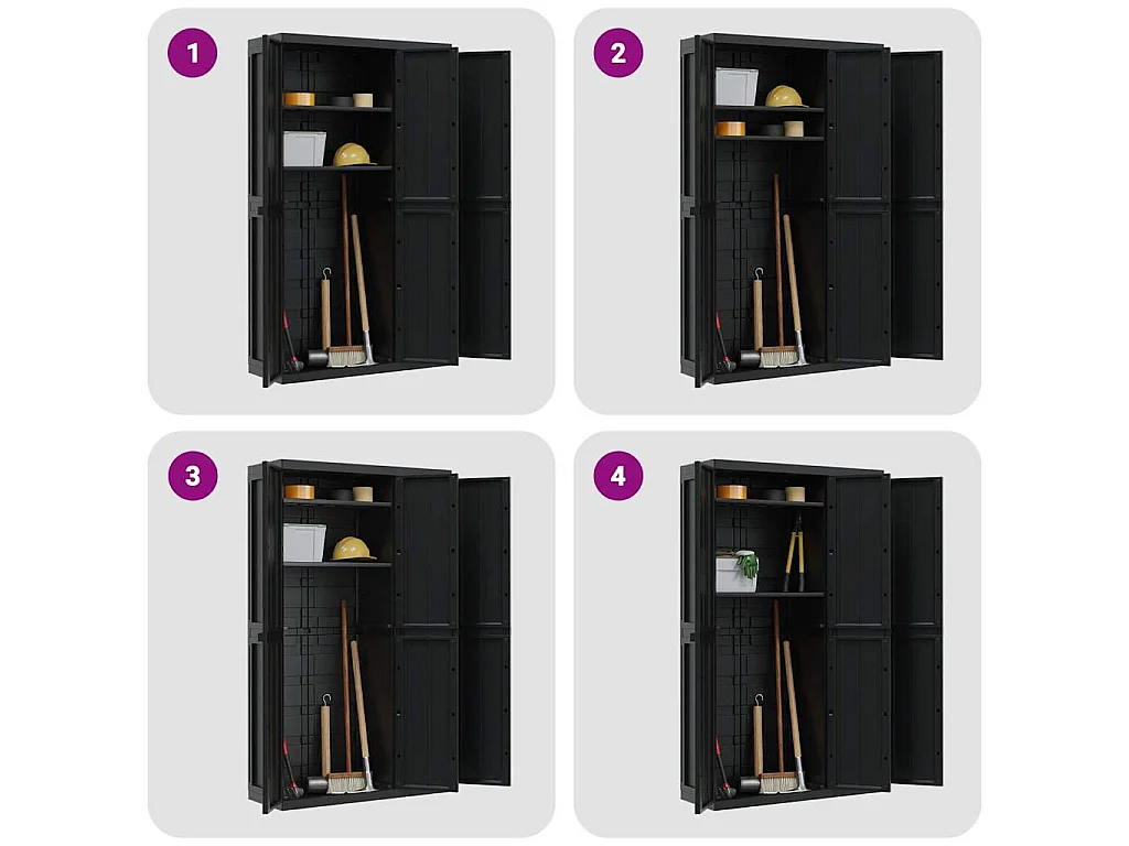 Gartenschrank Schwarz 97x37x165 cm PP