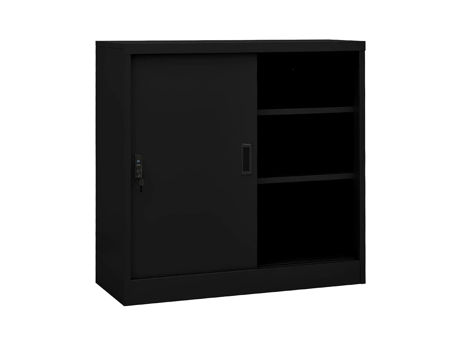 Büroschrank mit Schiebetür Schwarz 90x40x90 cm Stahl