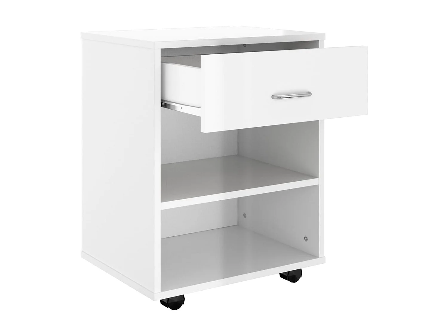 Rollschrank Hochglanz-Weiß 46x36x59 cm Holzwerkstoff
