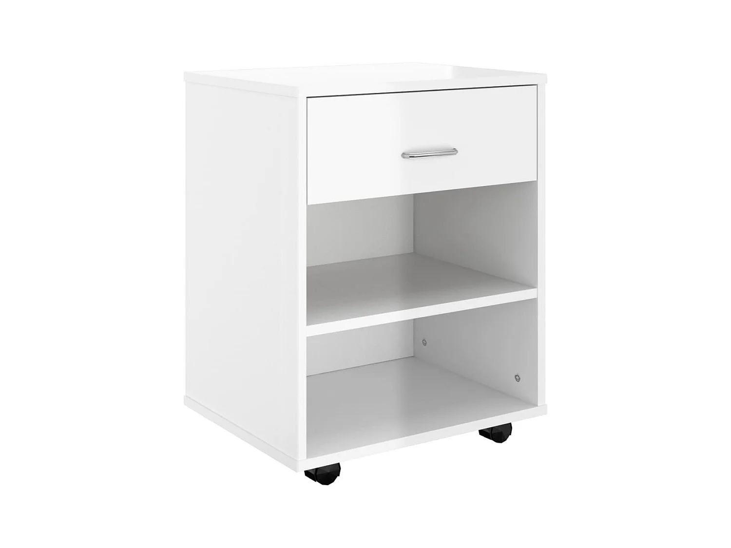 Armoire à roulettes Blanc brillant 46x36x59cm Bois d’ingénierie