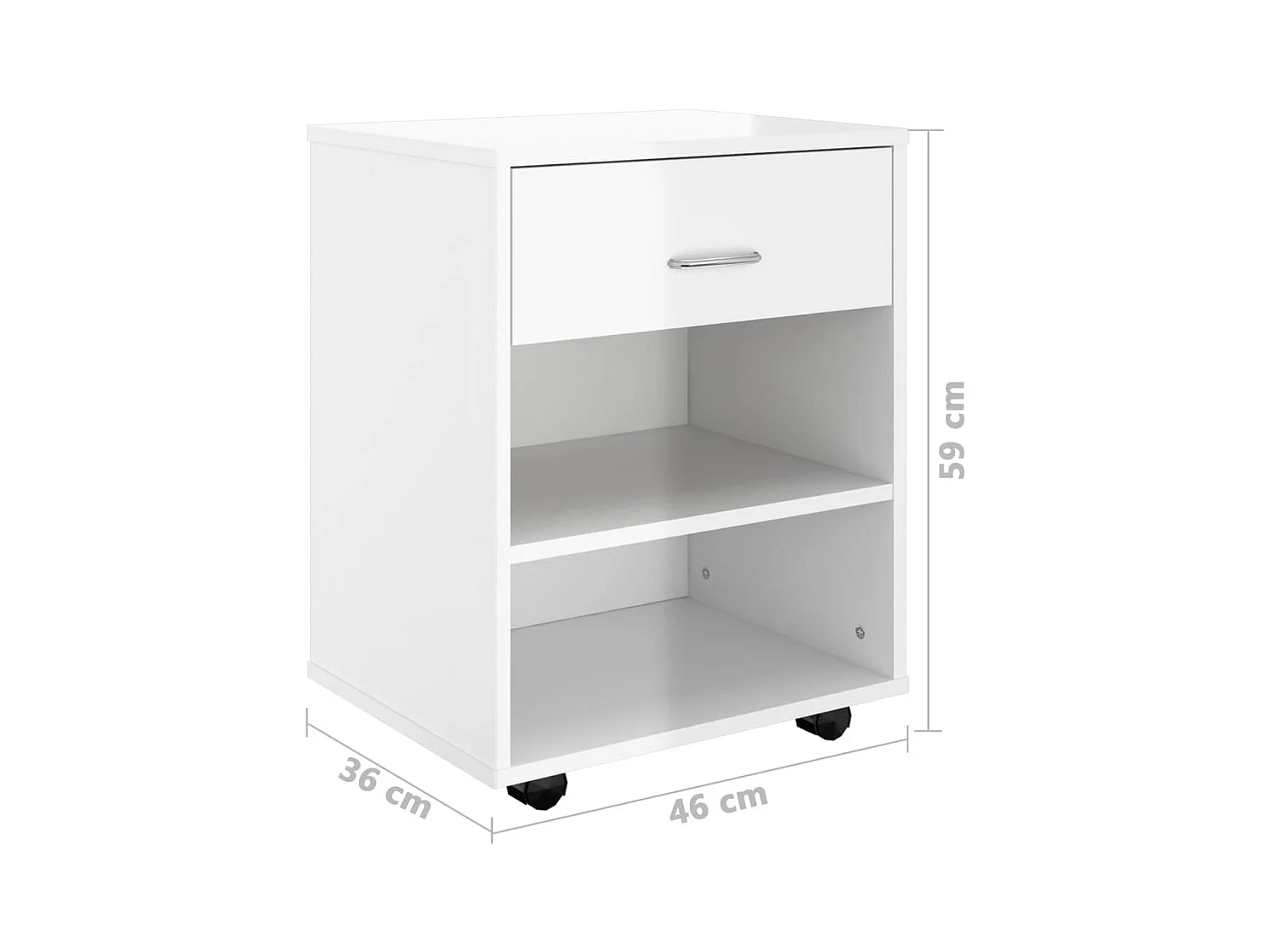 Armoire à roulettes Blanc brillant 46x36x59cm Bois d’ingénierie