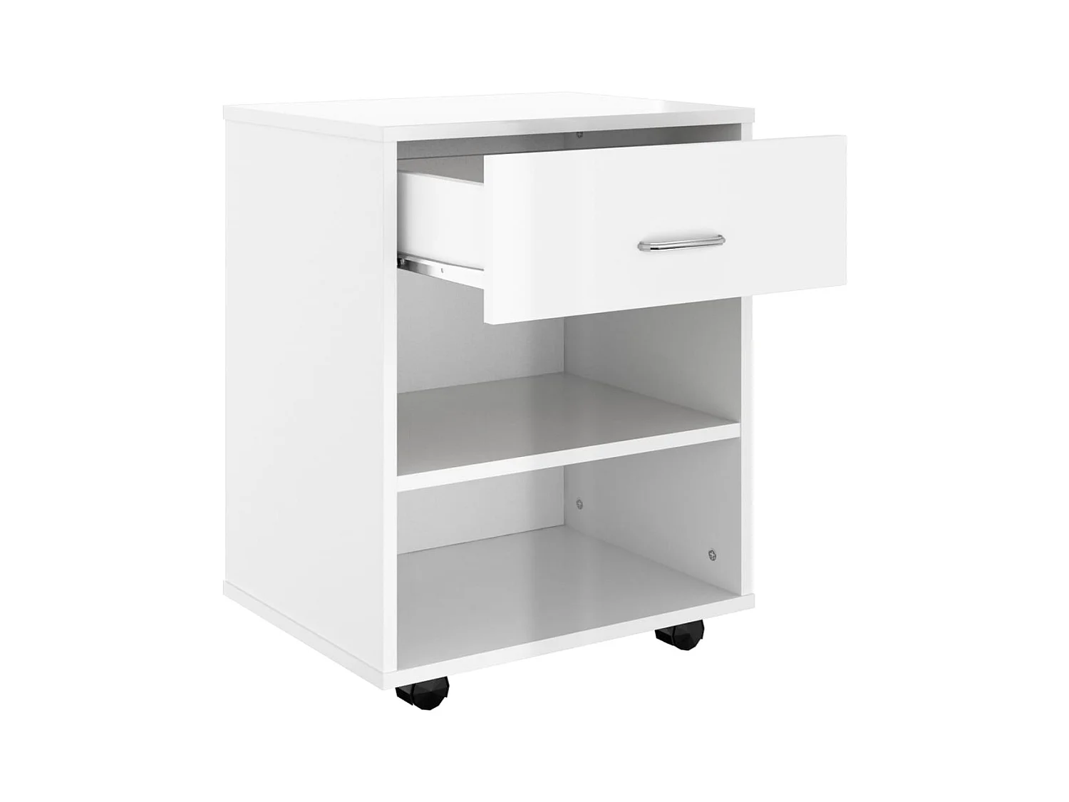 Armoire à roulettes Blanc brillant 46x36x59cm Bois d’ingénierie