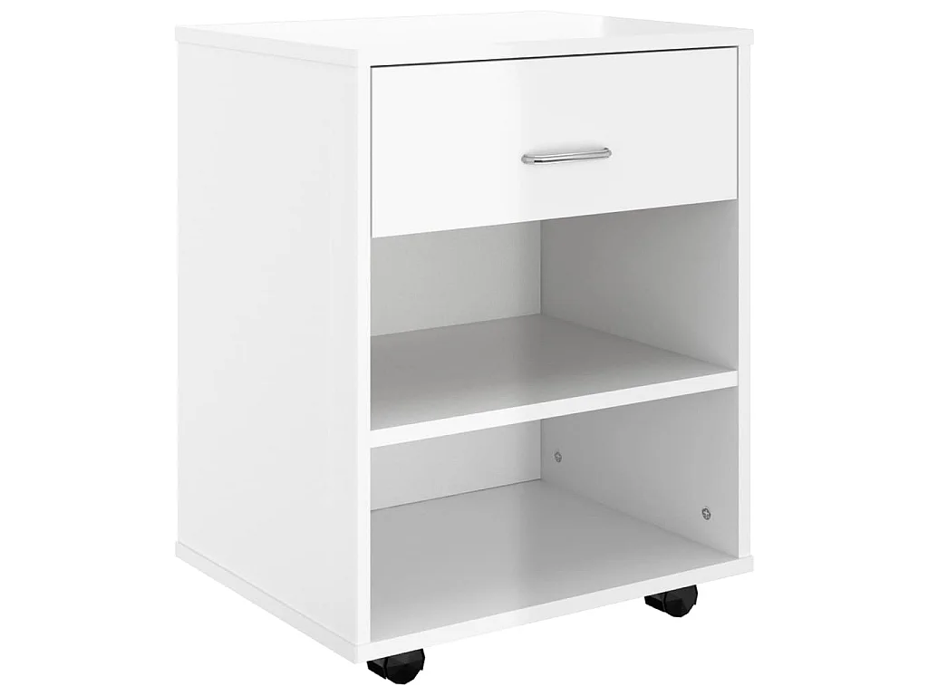 Móvel com rodas 46x36x59 cm derivados madeira branco brilhante