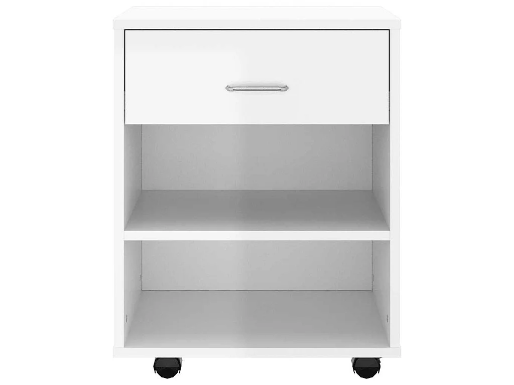 Armoire à roulettes Blanc brillant 46x36x59cm Bois d’ingénierie