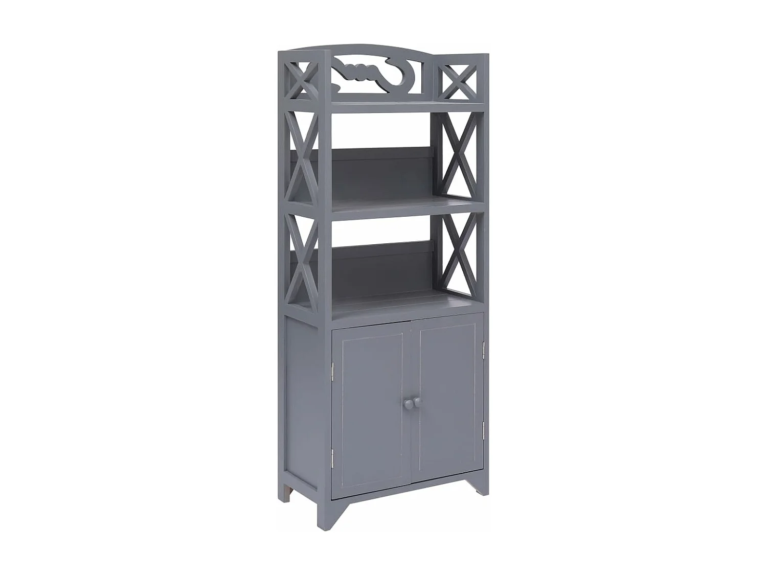 Mobiletto da Bagno Grigio 46x24x116 cm in Legno di Paulownia