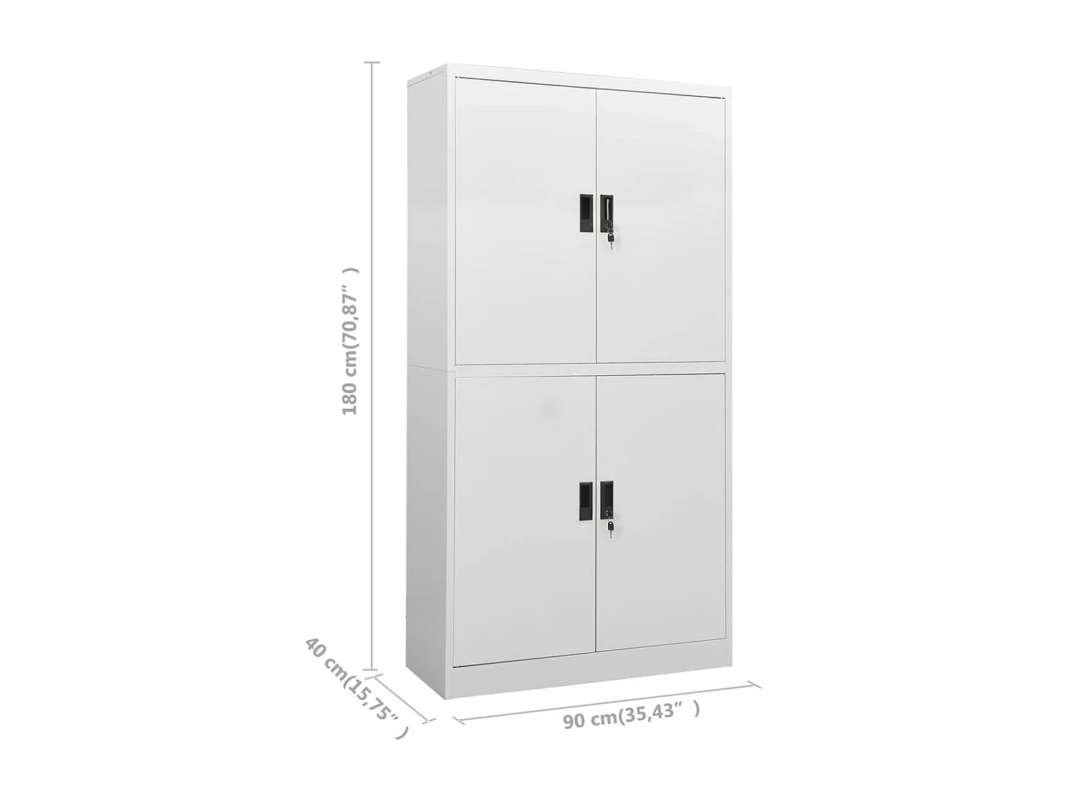 Armoire de bureau Gris clair 90x40x180 cm Acier