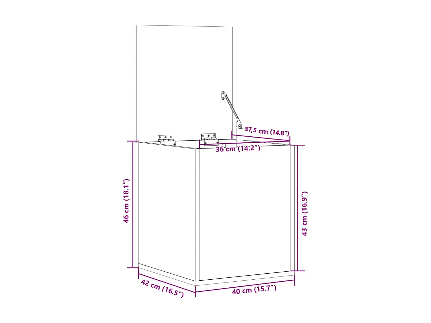 Caja de almacenaje madera de ingeniería negro 40x42x46 cm
