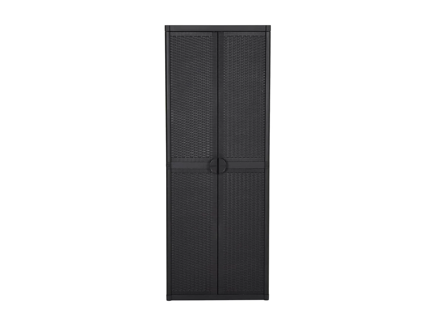 Armadio da Giardino Nero 65x45x172 cm in Rattan PP