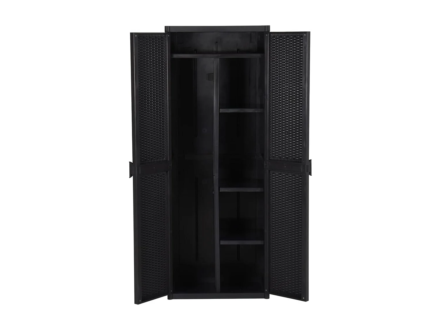 Armadio da Giardino Nero 65x45x172 cm in Rattan PP