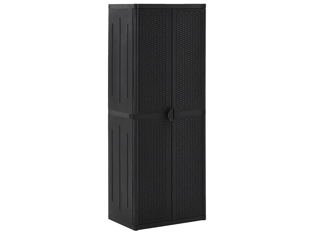 Armoire de rangement de jardin Noir 65x45x172 cm PP Rotin