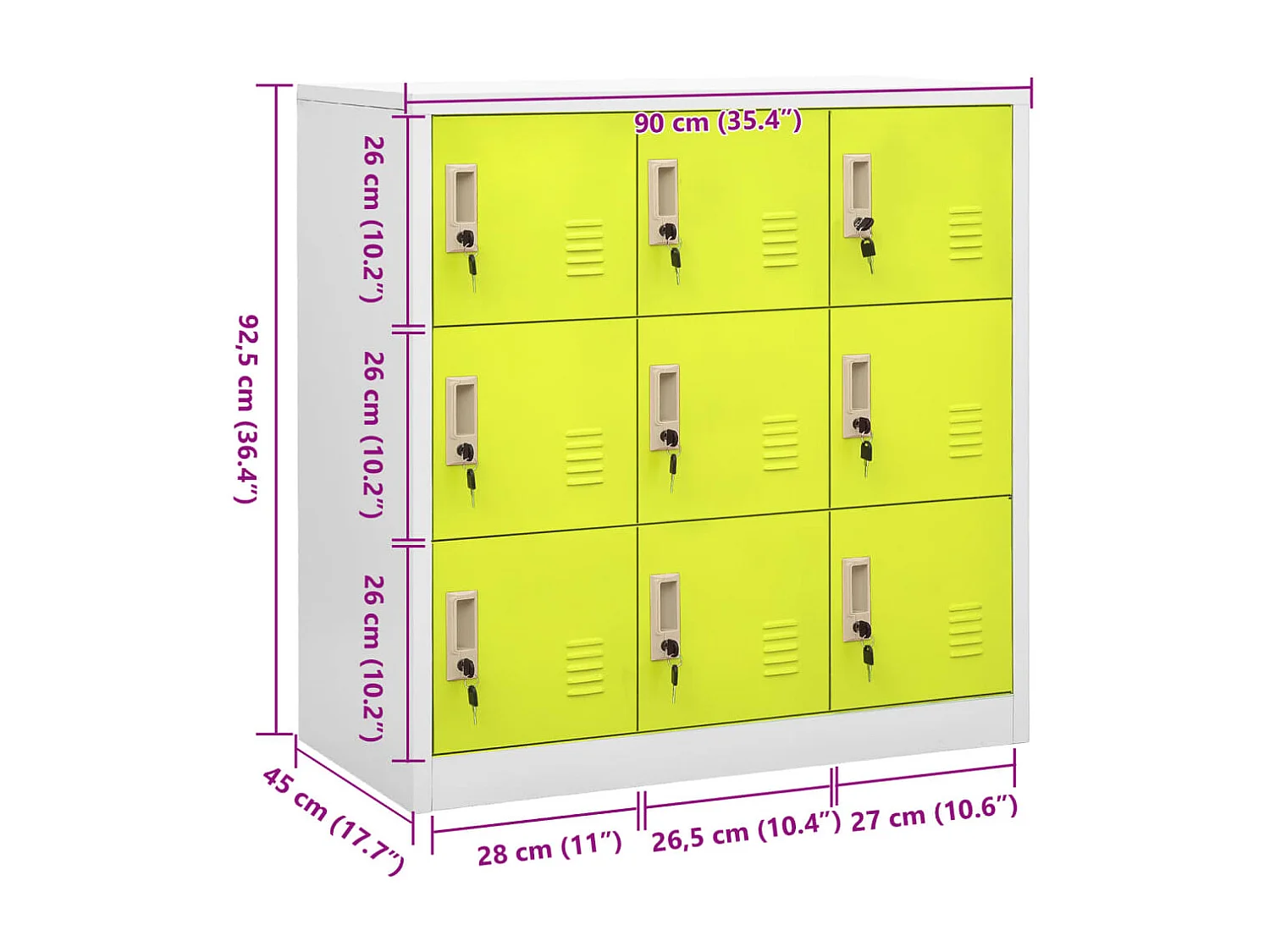 Lockerkast 90x45x92,5 cm staal lichtgrijs en groen