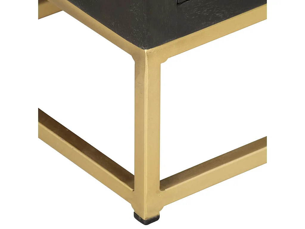 Armoire à tiroirs Noir et doré 45x30x105 cm Bois de manguier