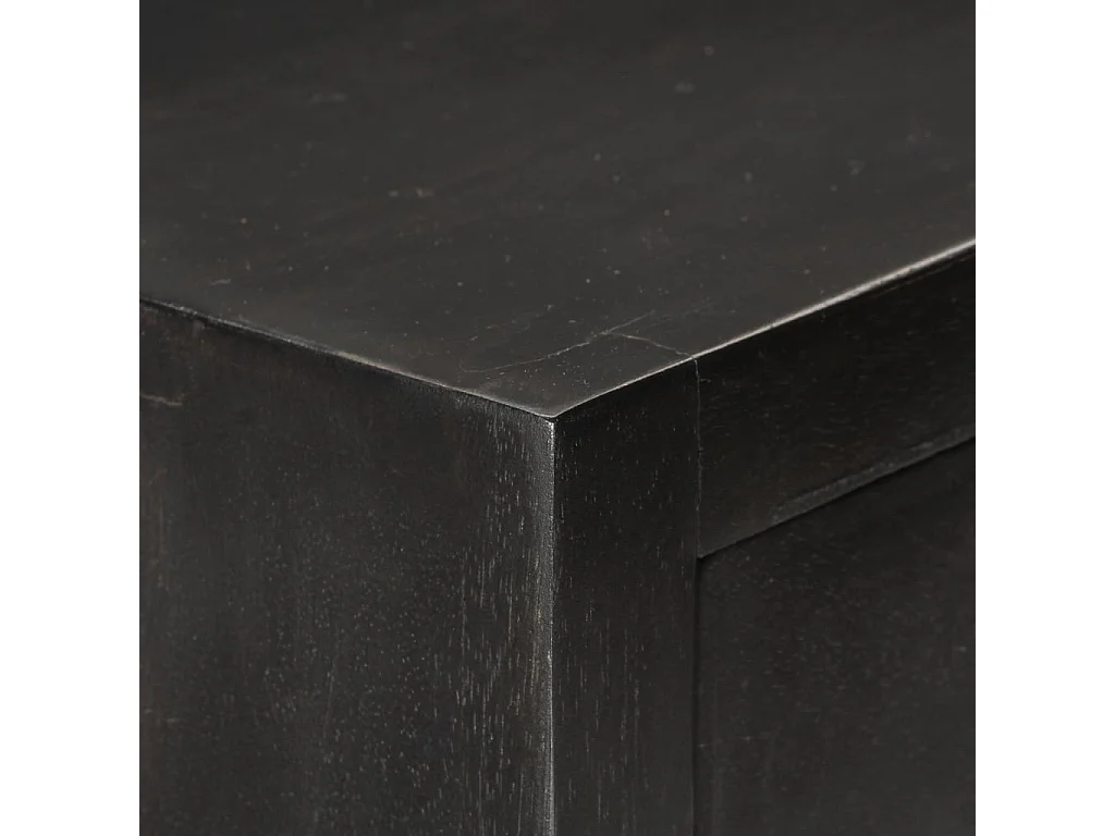 Armoire à tiroirs Noir et doré 45x30x105 cm Bois de manguier