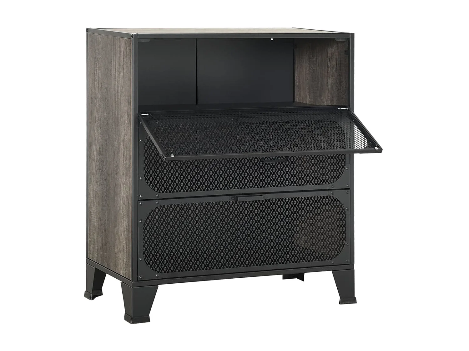 Armadietto Grigio 72x36x82 cm in Metallo e MDF