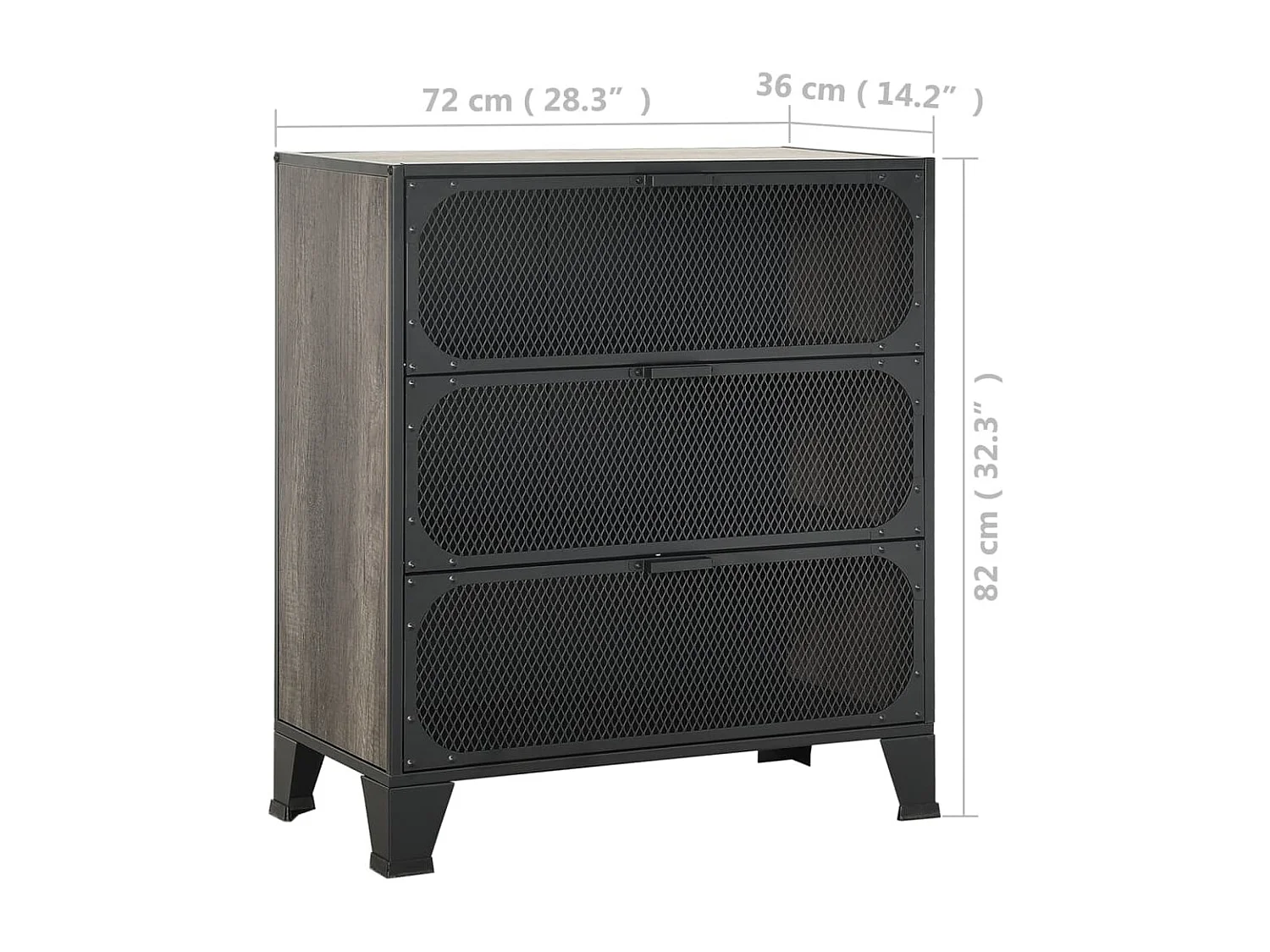 Aufbewahrungsschrank Grau 72x36x82 cm Metall und MDF