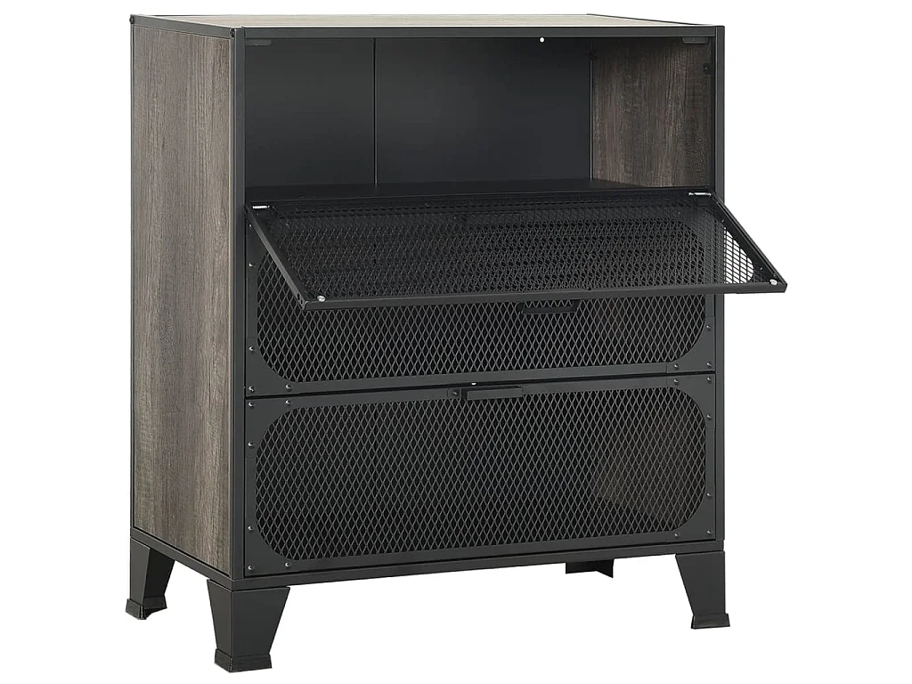 Armadietto Grigio 72x36x82 cm in Metallo e MDF