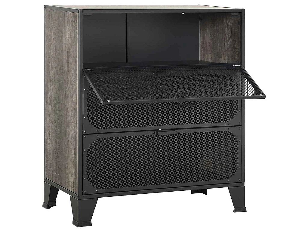 Opbergkast 72x36x82 cm metaal en MDF grijs