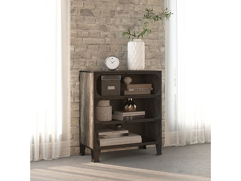 Armoire de rangement Gris 72x36x82 cm Métal et MDF