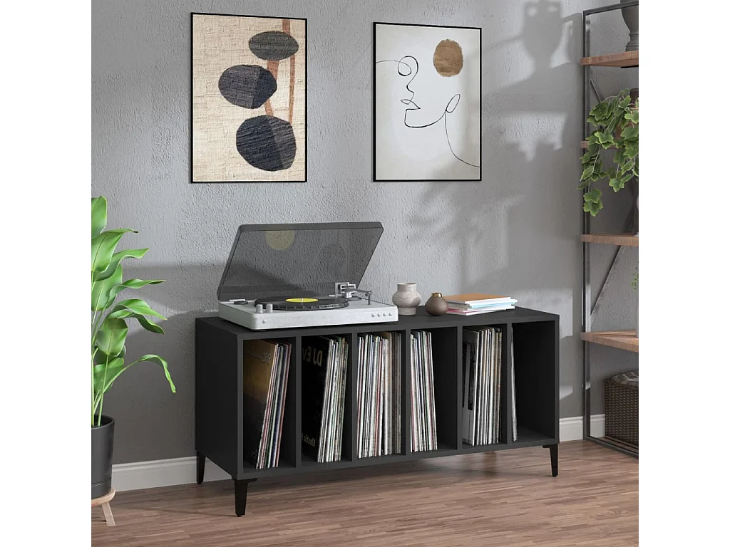 Plattenschrank Schwarz 100x38x48 cm Holzwerkstoff