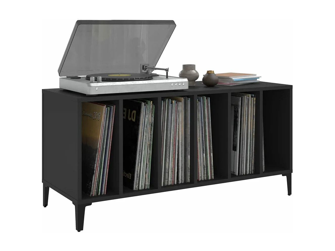 Plattenschrank Schwarz 100x38x48 cm Holzwerkstoff